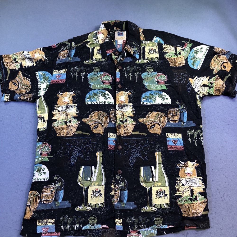 Kahala Shirt Mens LRG ISLAND LIVING WINE Hawaiian Surfboard Graphic S/S